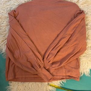 Lulus Rusty Rose Bubble Sleeve Sweater XS